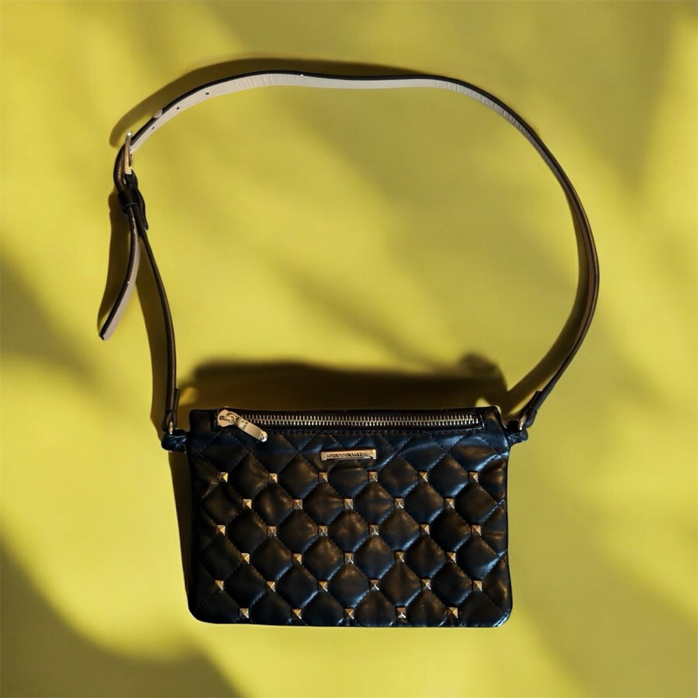 Adrienne Vittadini Black Nylon Belt Bag - Gold Hardware - Gently Used